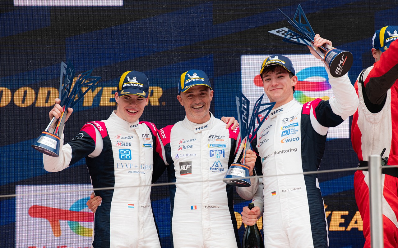 r-ace gp podium elms barcelone pierre-alexandre provost fabien michal hugo schwarze
